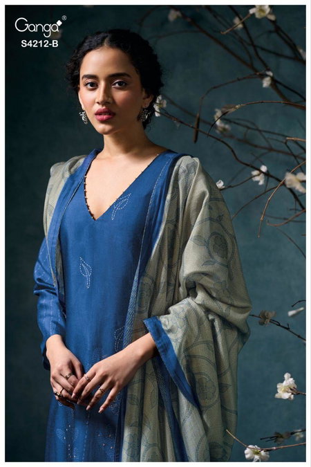 Nayra 4212 By Ganga Bemberg Russian Silk Wholesale Designer Salwar Suits In India